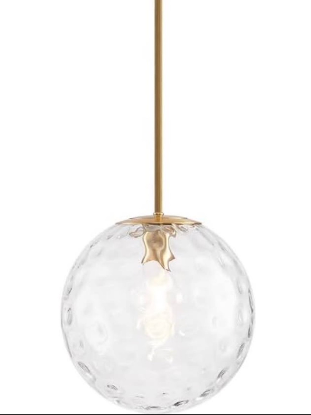 NEW Clear Hammered Glass Pendant Light with Gold Accent - Modern Home Lighting